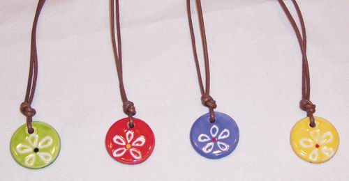 Small Circle Etched Flower Necklaces